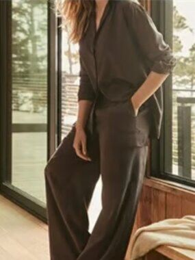 TALBOTS HAVEN WELL WITHIN WIDE CARGO DRAWSTRING DRAPEY PANTS BROWN M